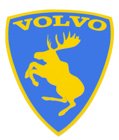 Emblem Sköld Volvo Stegrande Älg Blå/Gul - VÄNSTER