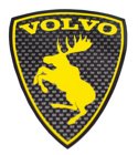 Emblem Sköld Volvo Stegrande Älg Carbon/Gul - VÄNSTER