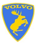 Emblem Sköld Volvo Stegrande Älg Blå/Gul - Höger