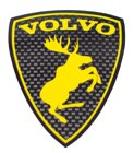 Emblem Sköld Volvo Stegrande Älg Carbon/Gul - Höger