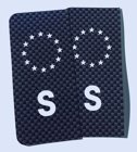 S-Märke Nummerskylt Kolfiber/Vit/Vit