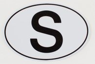 S-Dekal Bil Sverige Vit/Svart 116x91mm