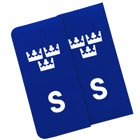 S-Märke TRE KRONOR Nummerskylt Blå/Vit/Vit