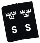 S-Märke TRE KRONOR Nummerskylt Svart/Vit/Vit