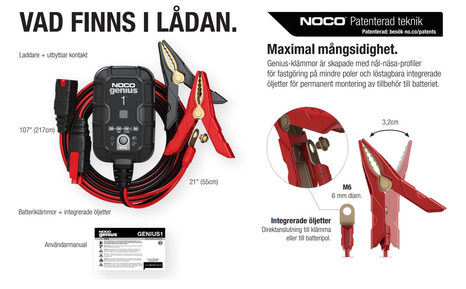 Batteriladdare Noco Genius 1 6V/12V 1A