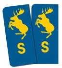 S-Märke Älg Nummerskylt Blå/Gul