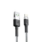 Busy Lightning USB Laddkabel Silver nylonflätade 2m 