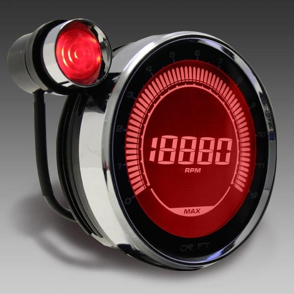 Mätare LCD 127mm DRiFT Iridium Varvmätare Röd 0-12000 rpm