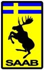 Emblem Rektangulär Saab Stegrande Älg Svensk Flagga