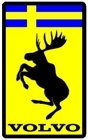 Emblem Rektangulär Volvo Stegrande Älg Svensk Flagga