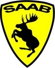 Emblem Sköld Saab Stegrande Älg Gul/Svart