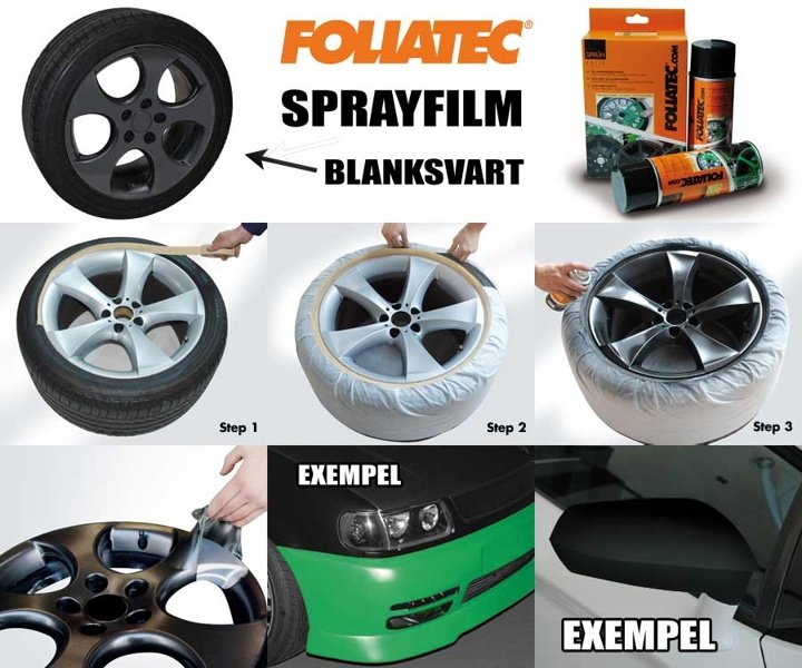 FoliaTec Sprayfilm Svart Blank 1x Burk 400ml (ca 2st fälgar)